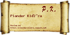 Plander Klára névjegykártya